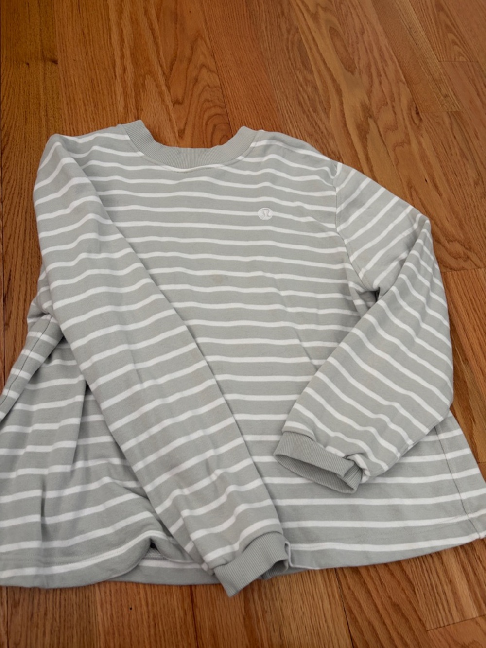 lululemon athletica Gray & White Striped Crewneck Sweatshirt
